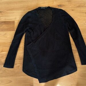 Black textured flouncy cardigan